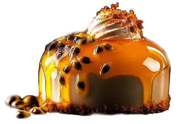 Passion fruit and coconut mousse from a Latin fusion menu in Orlando